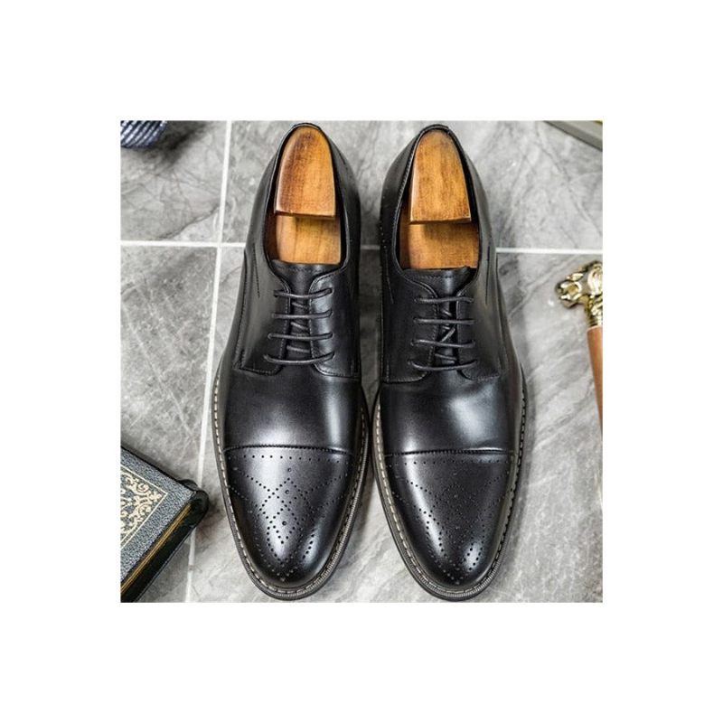 Sapatos Formais Masculinos Couro Com Cordões - Preto