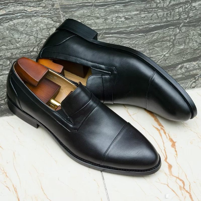 Sapatos Formais Masculinos Couro Com Cordões - Preto 