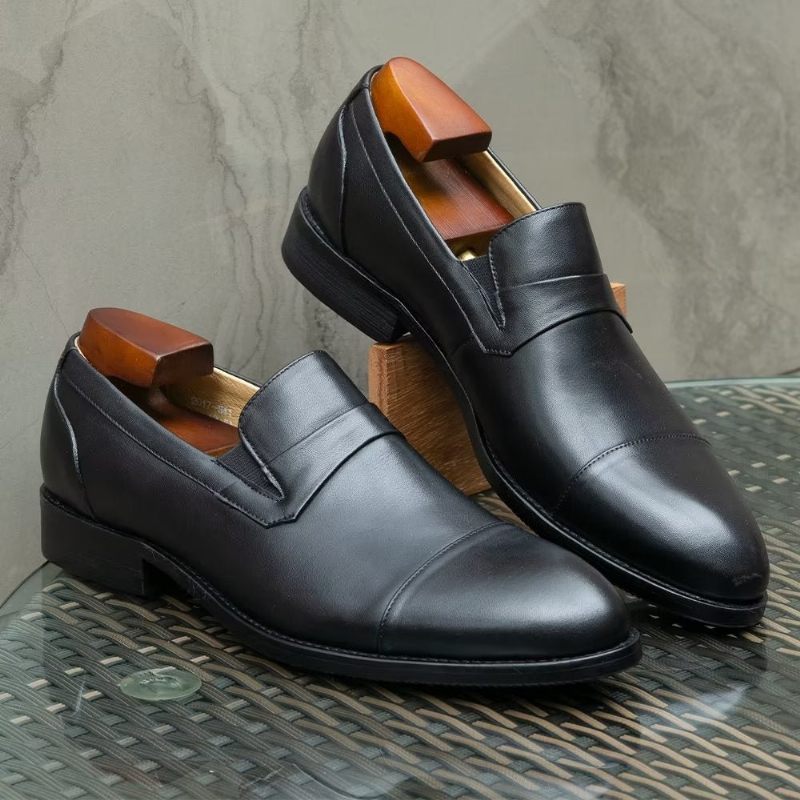 Sapatos Formais Masculinos Couro Com Cordões - Preto 