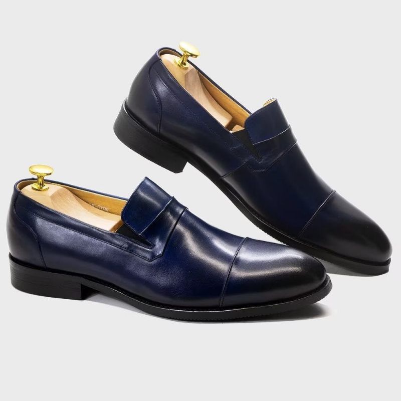 Sapatos Formais Masculinos Couro Com Cordões -  Azul