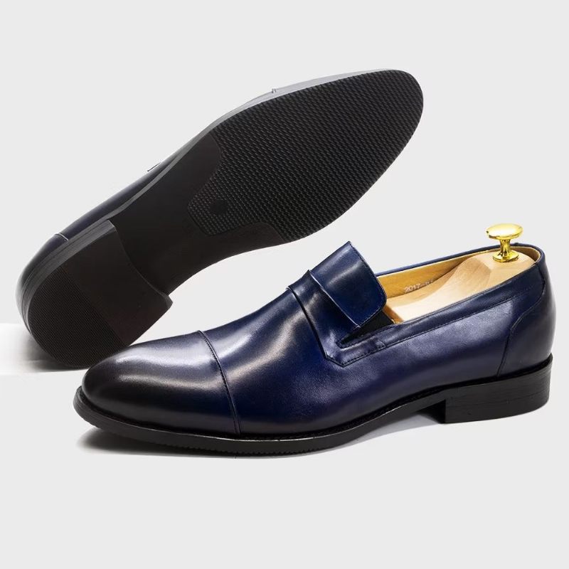 Sapatos Formais Masculinos Couro Com Cordões -  Azul