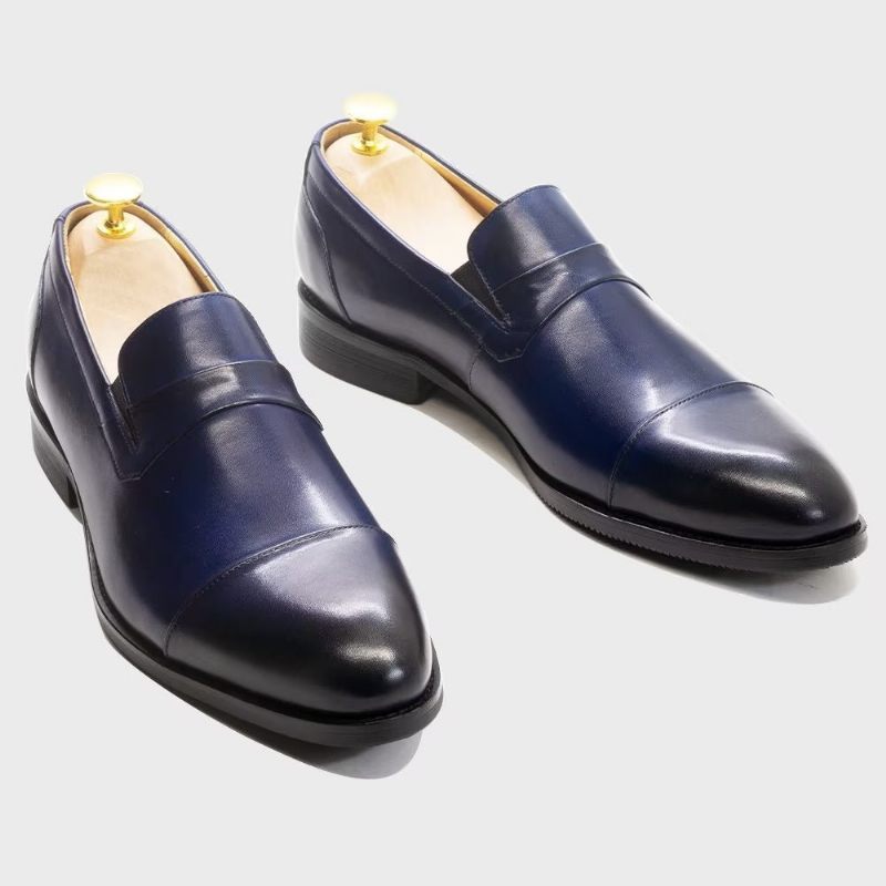 Sapatos Formais Masculinos Couro Com Cordões -  Azul