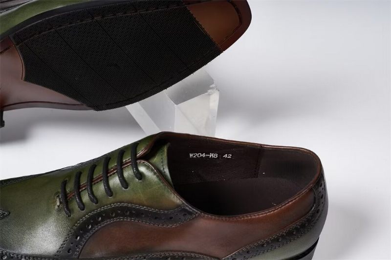 Sapatos Formais Masculinos Couro Com Cordões E Conforto Premium - Verde