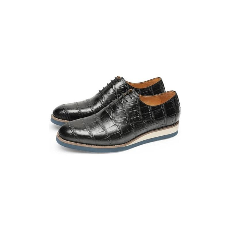 Sapatos Formais Masculinos Couro Com Plataforma Jacaré Brogue