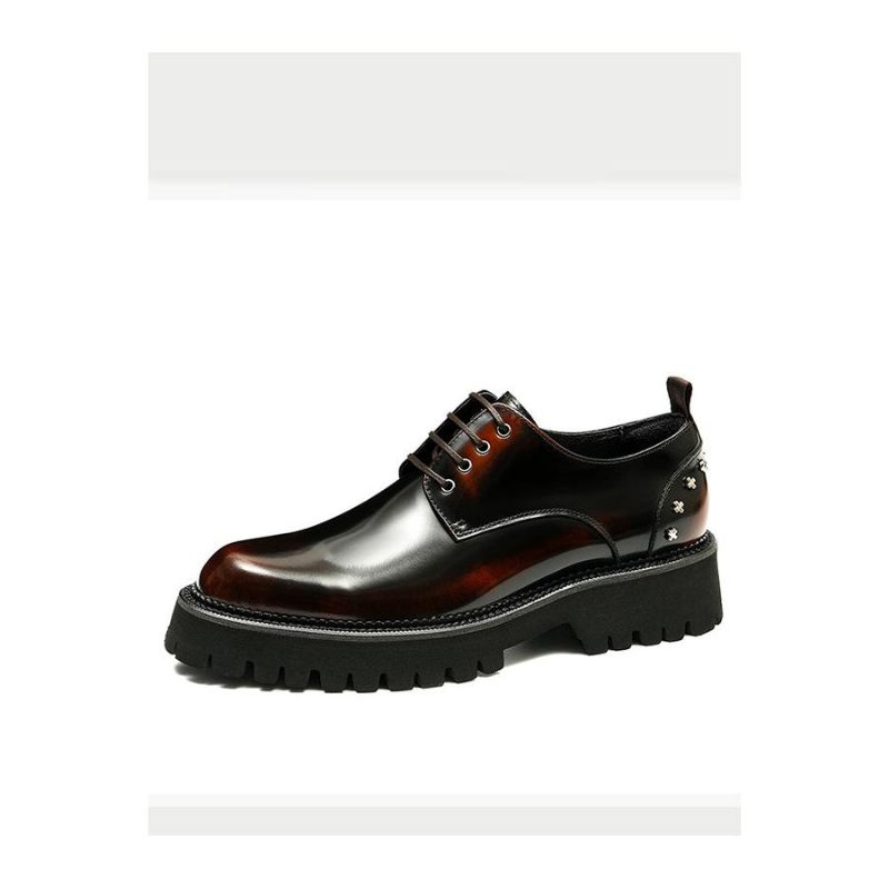 Sapatos Formais Masculinos Couro Crocodilo Luxo Com Cordões Oxford - Café