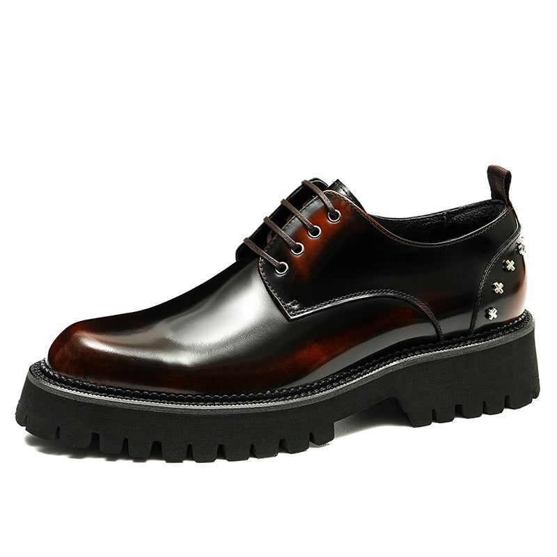 Sapatos Formais Masculinos Couro Crocodilo Luxo Com Cordões Oxford - Café