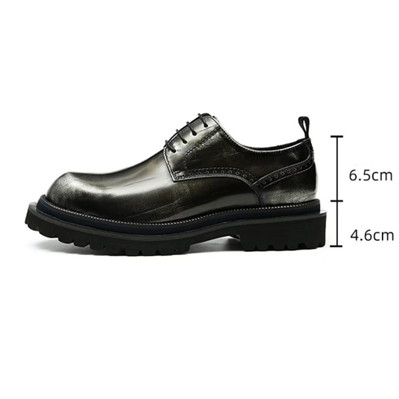 Sapatos Formais Masculinos Couro Elegante Com Cadarço Calçado Luxo - Preto