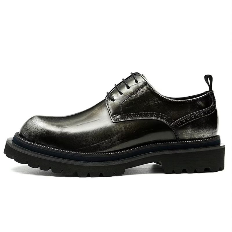 Sapatos Formais Masculinos Couro Elegante Com Cadarço Calçado Luxo - Preto