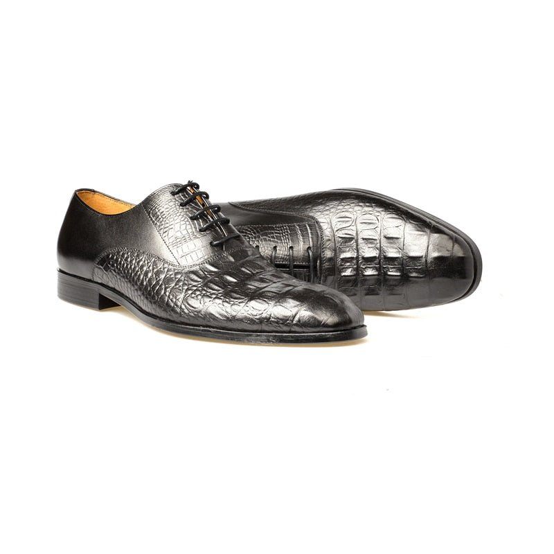 Sapatos Formais Masculinos Couro Esculpido Exótico Brogue - Preto