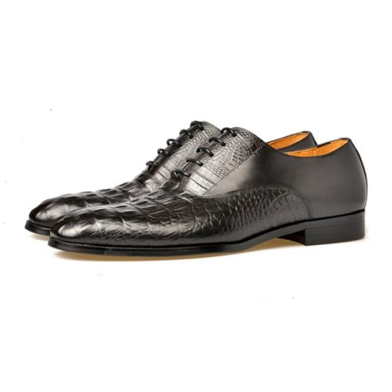 Sapatos Formais Masculinos Couro Esculpido Exótico Brogue - Preto