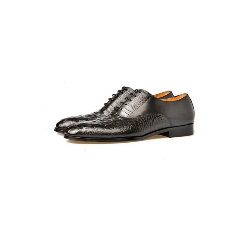 Sapatos Formais Masculinos Couro Esculpido Exótico Brogue - Preto