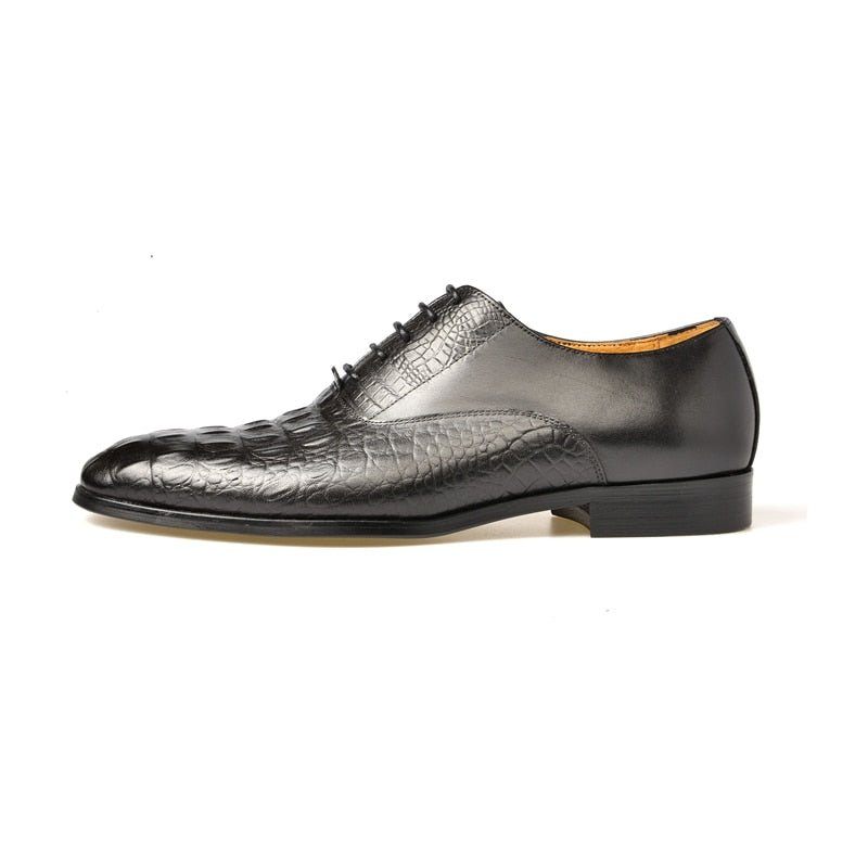 Sapatos Formais Masculinos Couro Esculpido Exótico Brogue - Preto