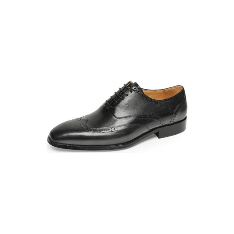 Sapatos Formais Masculinos Couro Exótico Clássicos Com Cordões - Preto