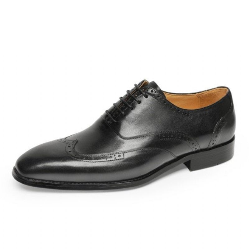 Sapatos Formais Masculinos Couro Exótico Clássicos Com Cordões - Preto 1