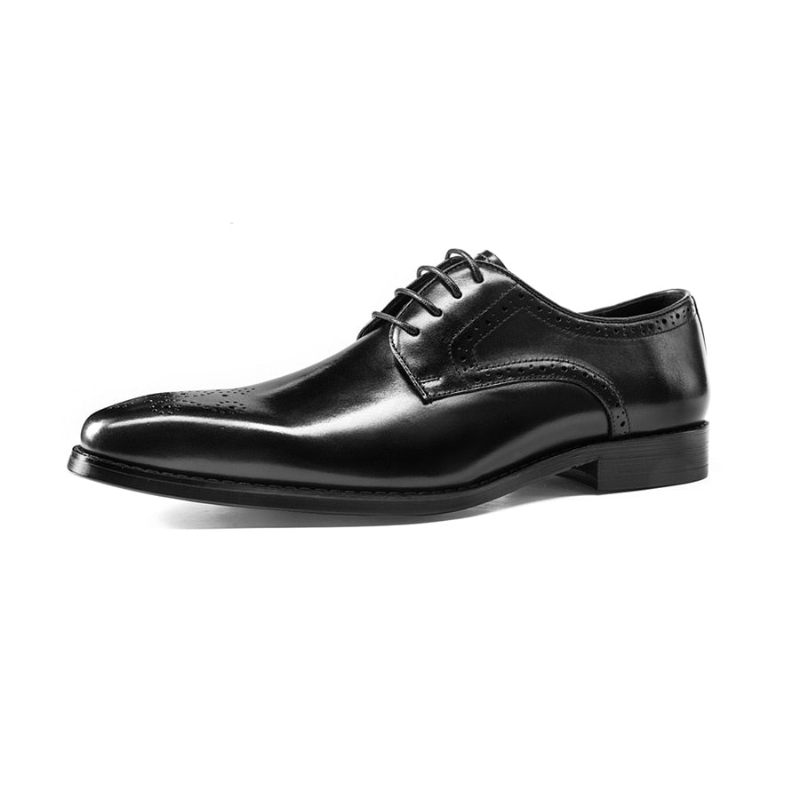 Sapatos Formais Masculinos Couro Exótico Com Cordões - Preto