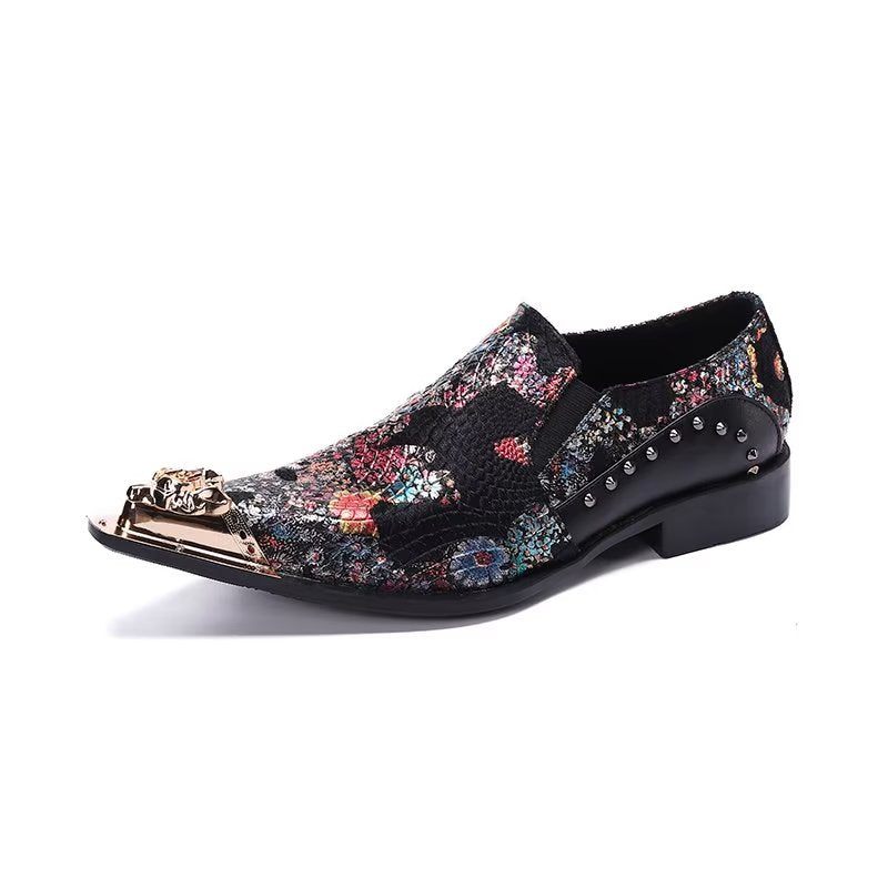 Sapatos Formais Masculinos Couro Exótico Luxo Slip-on Inteligentes - Multicolorido