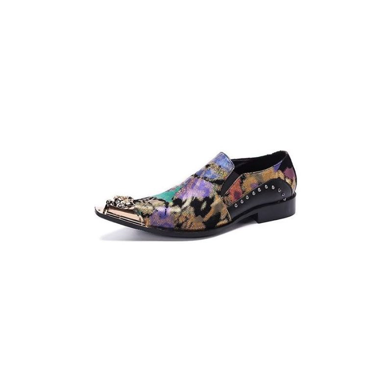 Sapatos Formais Masculinos Couro Exótico Luxo Slip-on Inteligentes - Multicolorido