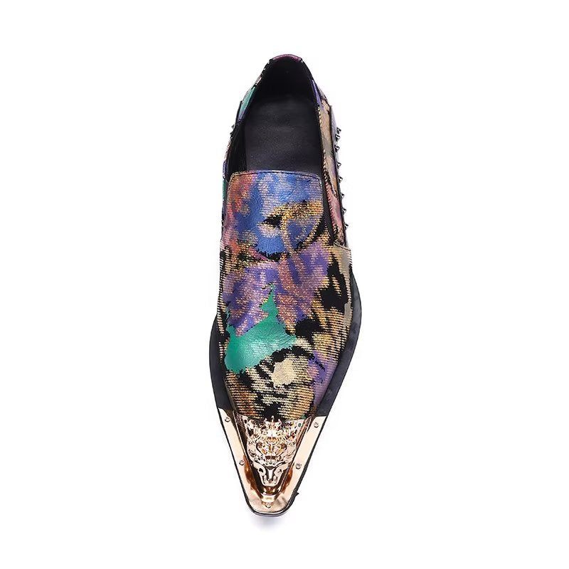 Sapatos Formais Masculinos Couro Exótico Luxo Slip-on Inteligentes - Multicolorido 1