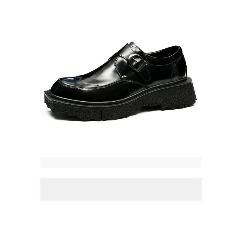 Sapatos Formais Masculinos Couro Exótico Slip-on Brogues Casamento Designer - Preto