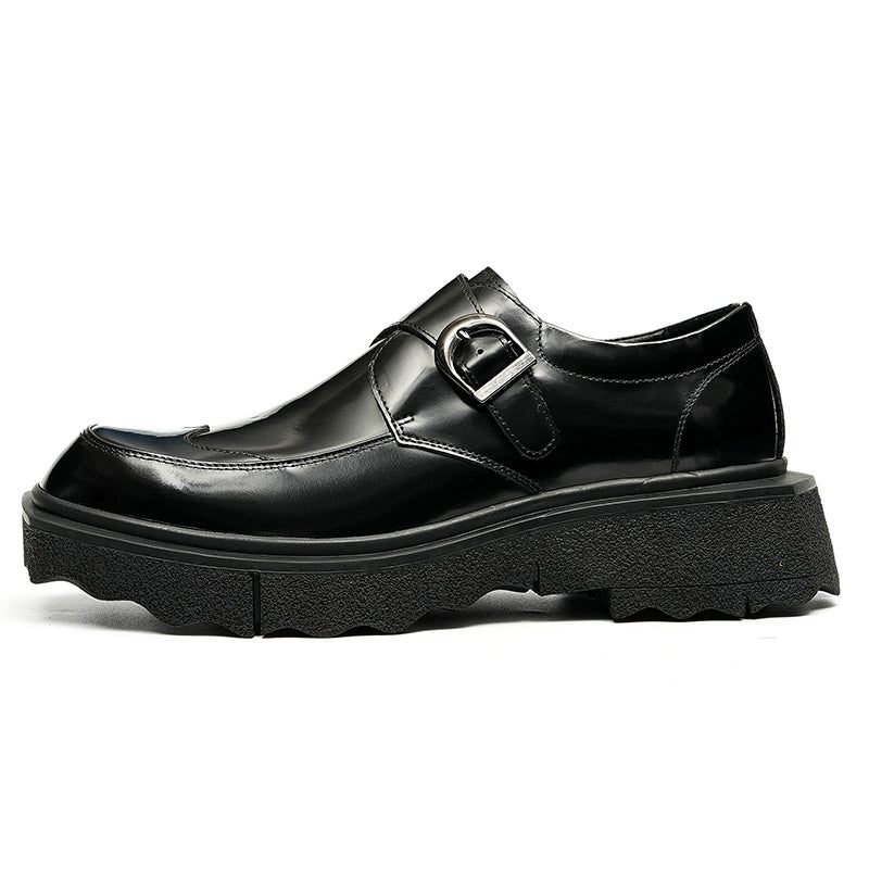 Sapatos Formais Masculinos Couro Exótico Slip-on Brogues Casamento Designer - Preto