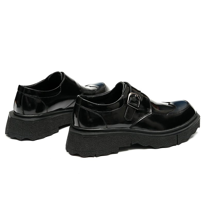 Sapatos Formais Masculinos Couro Exótico Slip-on Brogues Casamento Designer - Preto