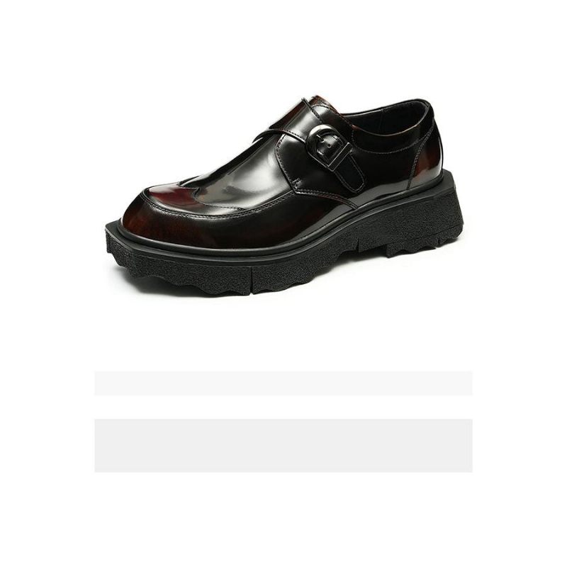 Sapatos Formais Masculinos Couro Exótico Slip-on Brogues Casamento Designer - Café