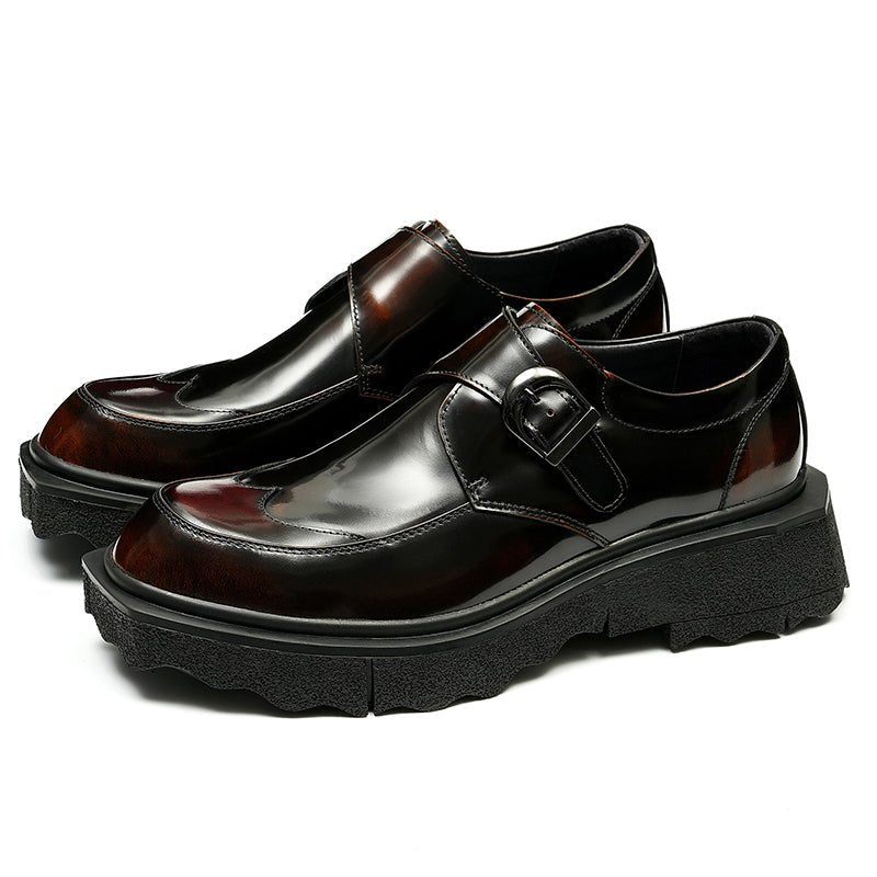 Sapatos Formais Masculinos Couro Exótico Slip-on Brogues Casamento Designer - Café