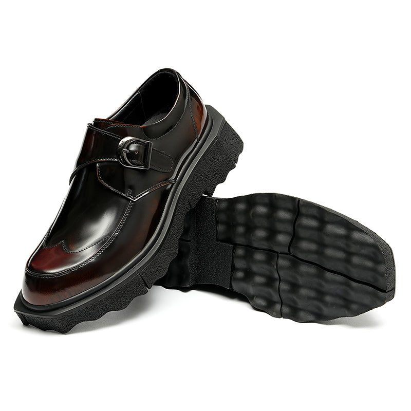 Sapatos Formais Masculinos Couro Exótico Slip-on Brogues Casamento Designer - Café