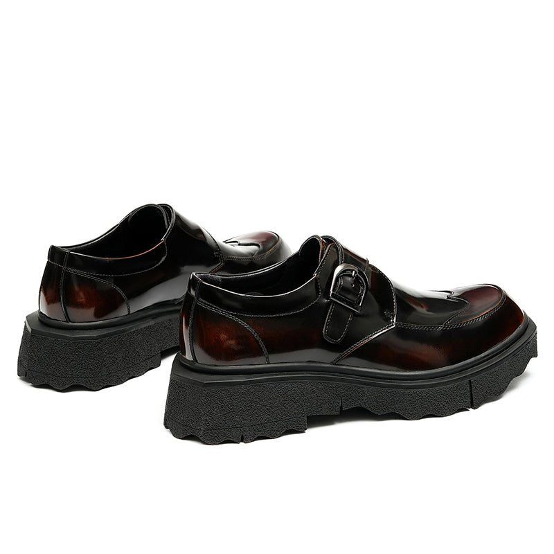 Sapatos Formais Masculinos Couro Exótico Slip-on Brogues Casamento Designer - Café