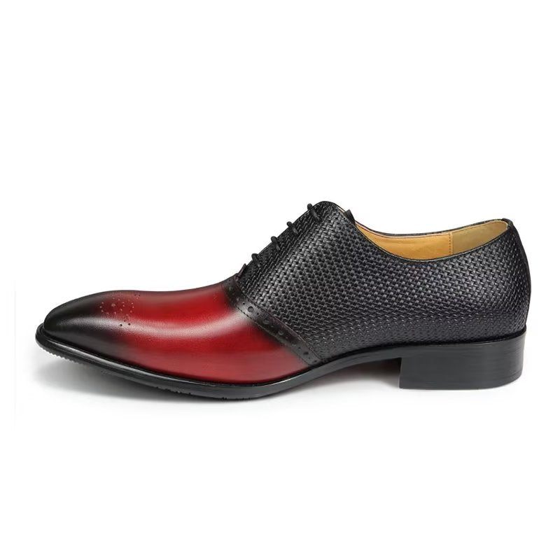 Sapatos Formais Masculinos Couro Genuíno Brogue Casamento - Vermelho