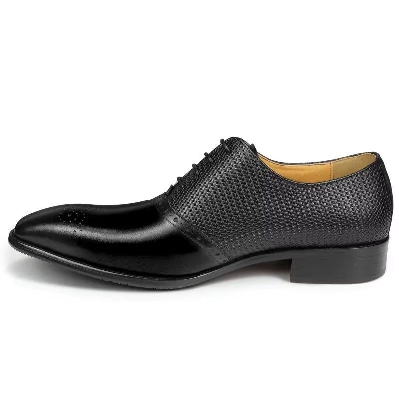 Sapatos Formais Masculinos Couro Genuíno Brogue Casamento - Preto