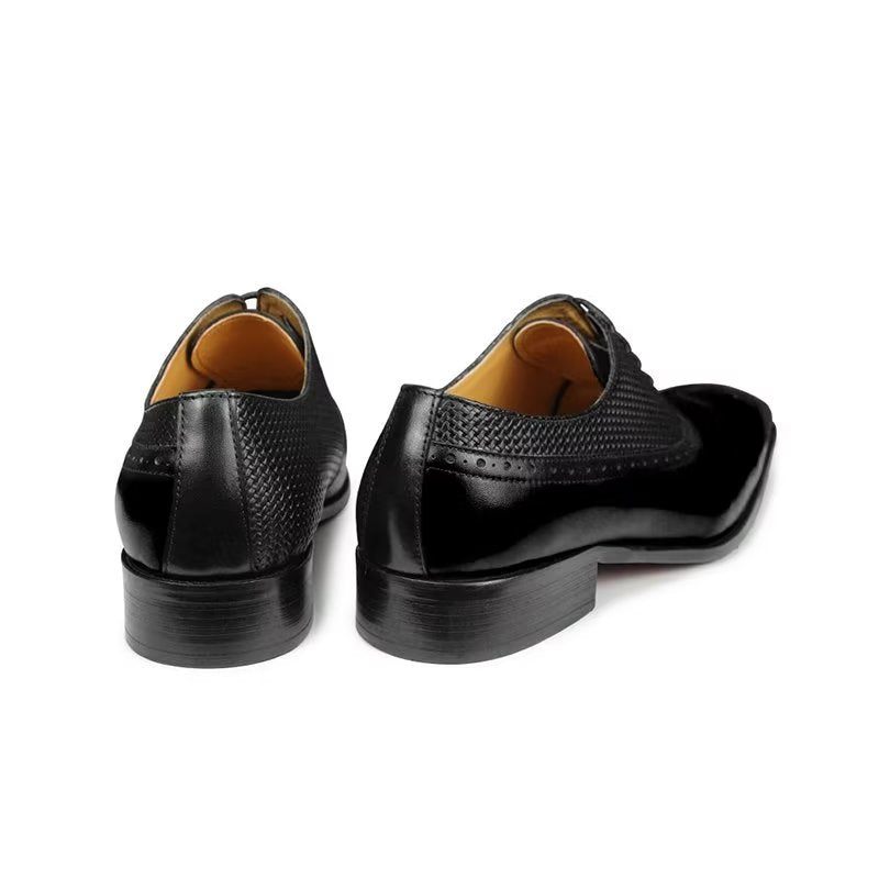 Sapatos Formais Masculinos Couro Genuíno Brogue Casamento - Preto