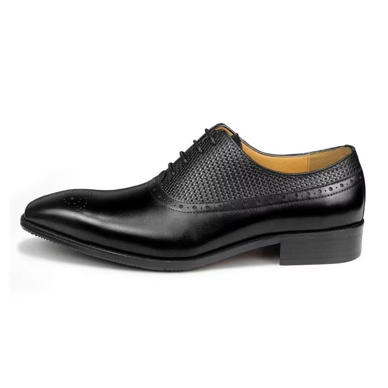 Sapatos Formais Masculinos Couro Genuíno Brogue Casamento - Preto