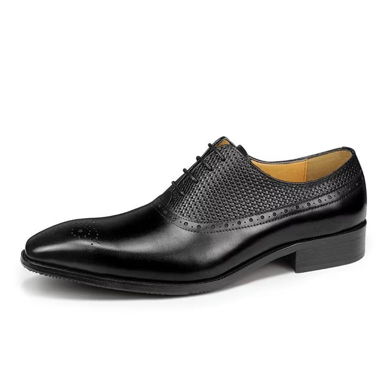 Sapatos Formais Masculinos Couro Genuíno Brogue Casamento - Preto