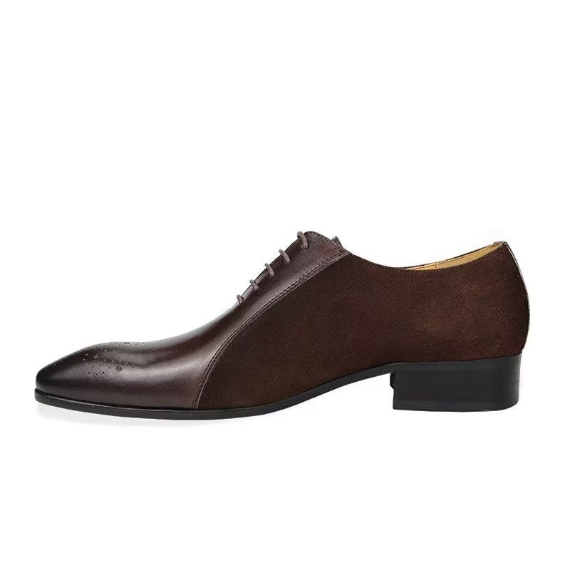 Sapatos Formais Masculinos Couro Genuíno Brogue Modernos Casamento - Café