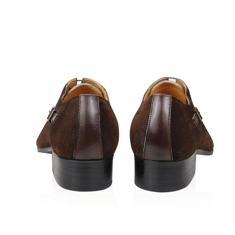 Sapatos Formais Masculinos Couro Genuíno Brogue Modernos Casamento - Café