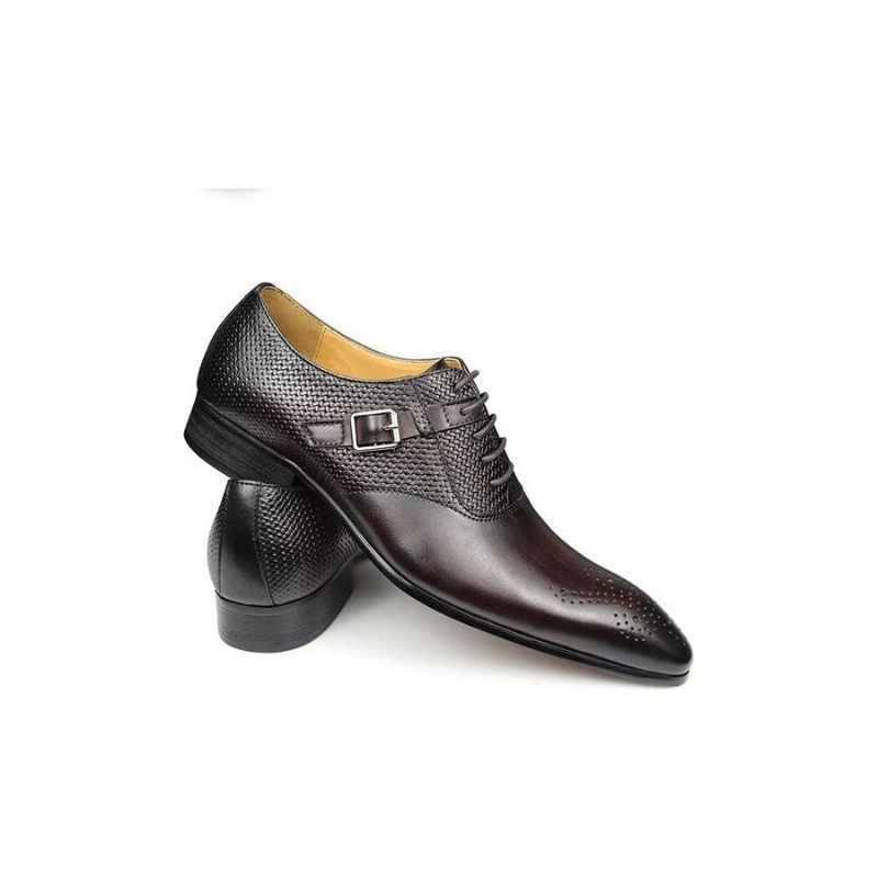 Sapatos Formais Masculinos Couro Genuíno Chiques Casamento Brogue - Café