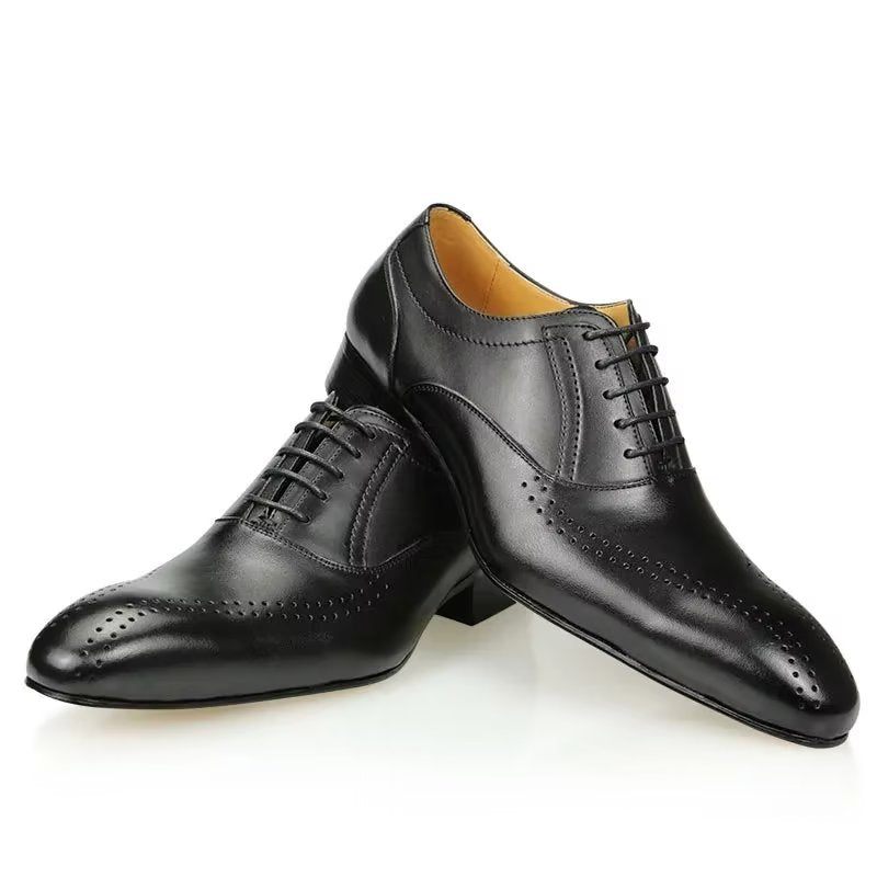 Sapatos Formais Masculinos Couro Genuíno Chiques Para Casamento - Preto