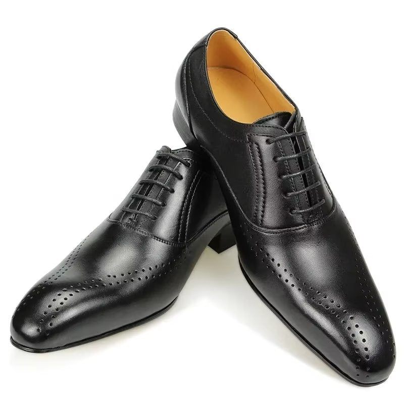 Sapatos Formais Masculinos Couro Genuíno Chiques Para Casamento - Preto