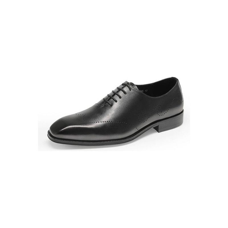 Sapatos Formais Masculinos Couro Genuíno Com Bico Fino Brogue