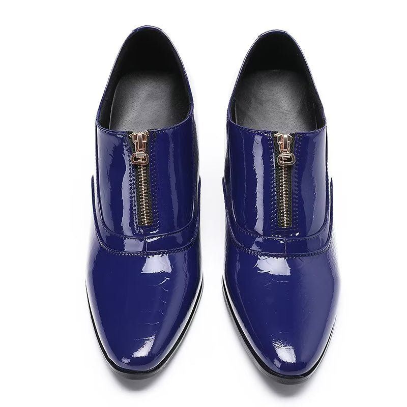 Sapatos Formais Masculinos Couro Genuíno Com Cadarço - Azul