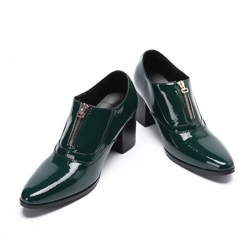 Sapatos Formais Masculinos Couro Genuíno Com Cadarço - Verde