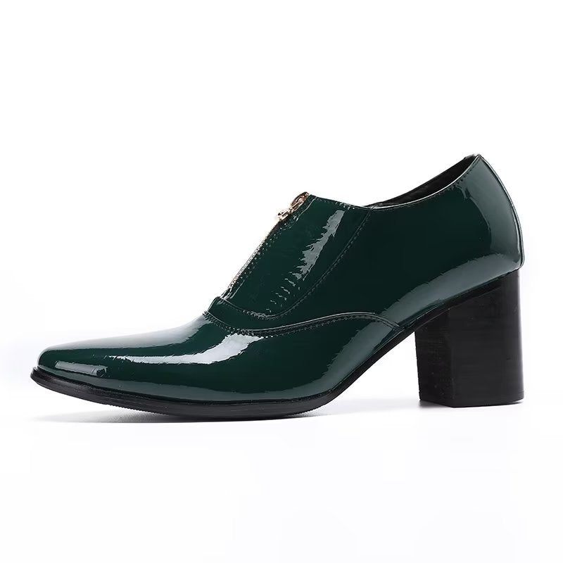 Sapatos Formais Masculinos Couro Genuíno Com Cadarço - Verde