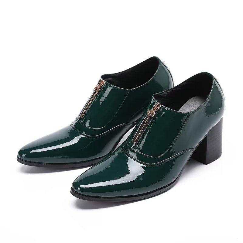 Sapatos Formais Masculinos Couro Genuíno Com Cadarço - Verde