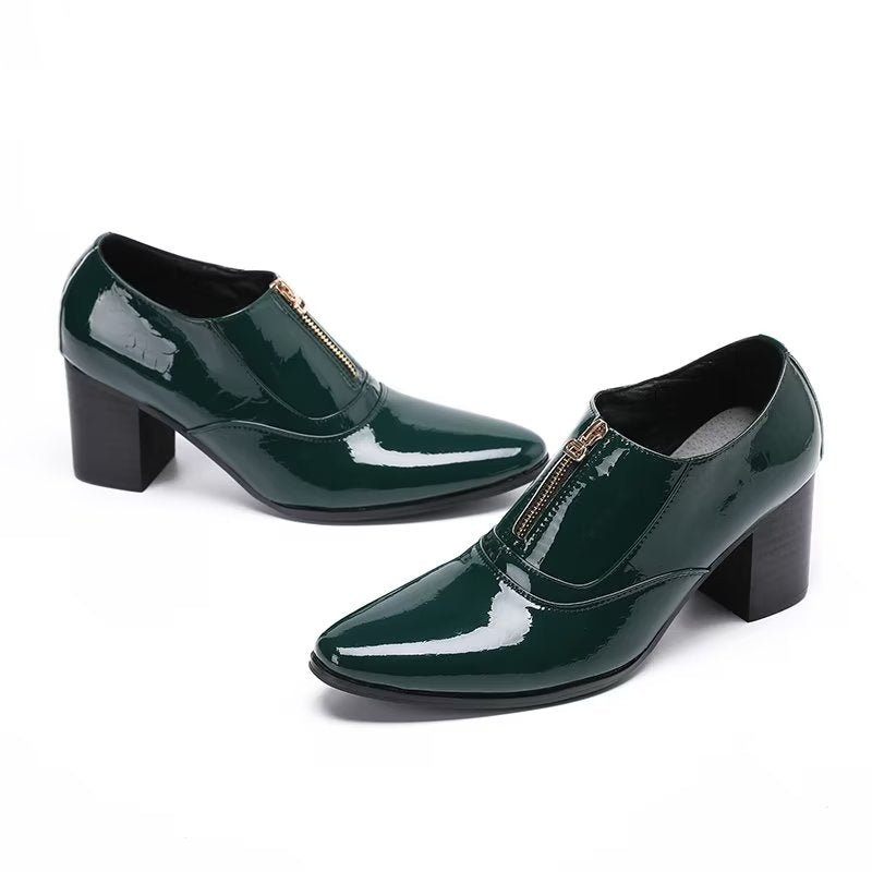 Sapatos Formais Masculinos Couro Genuíno Com Cadarço - Verde