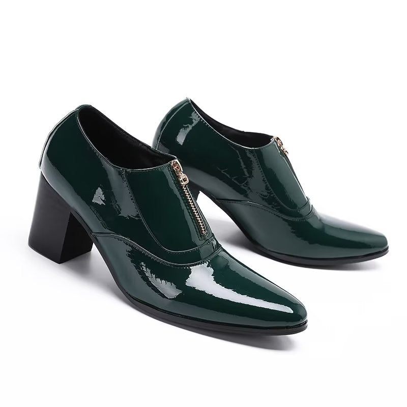 Sapatos Formais Masculinos Couro Genuíno Com Cadarço - Verde