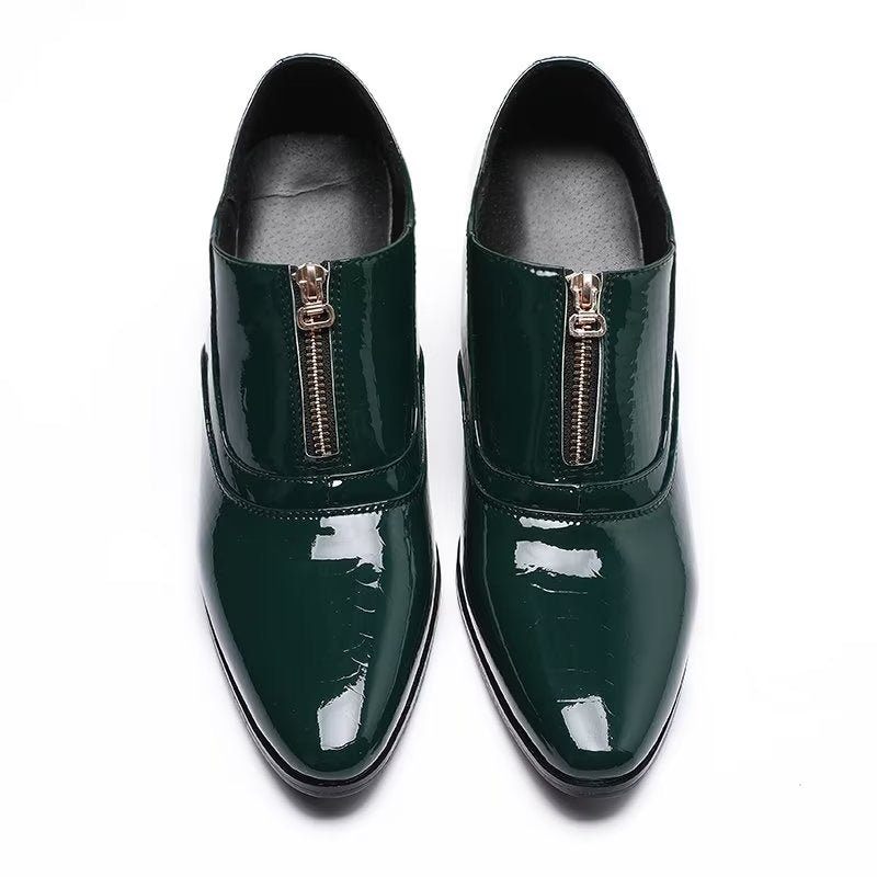 Sapatos Formais Masculinos Couro Genuíno Com Cadarço - Verde