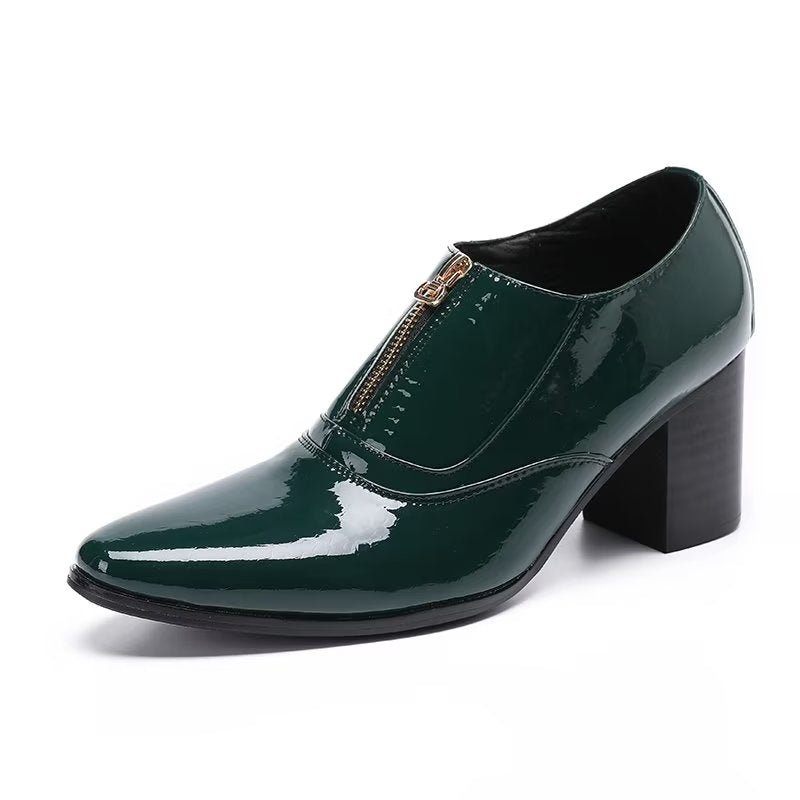 Sapatos Formais Masculinos Couro Genuíno Com Cadarço - Verde