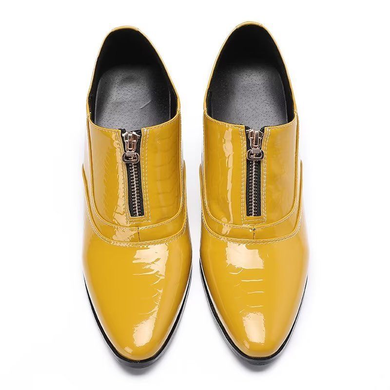 Sapatos Formais Masculinos Couro Genuíno Com Cadarço - Amarelo