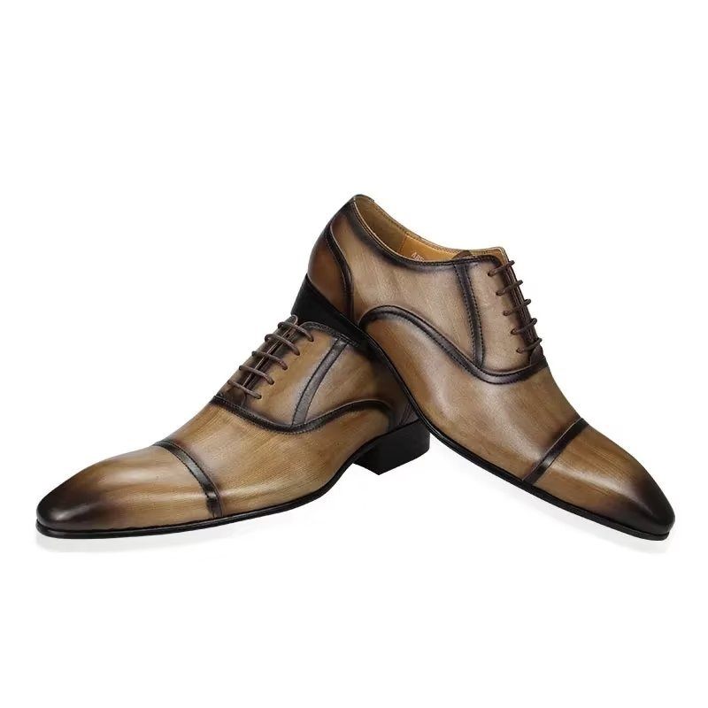 Sapatos Formais Masculinos Couro Genuíno Elegância Brogues Casamento - Marrom